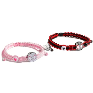 Hello Kitty Örgülü Bilezik, çiftler, Bff, Dostluk Bilezikler, Manyetik Bilezik Eşleştirme Günümüze, karikatür fan, set başına 2 adet 8 en çok satan, bilezik, çocuk seti no. 7