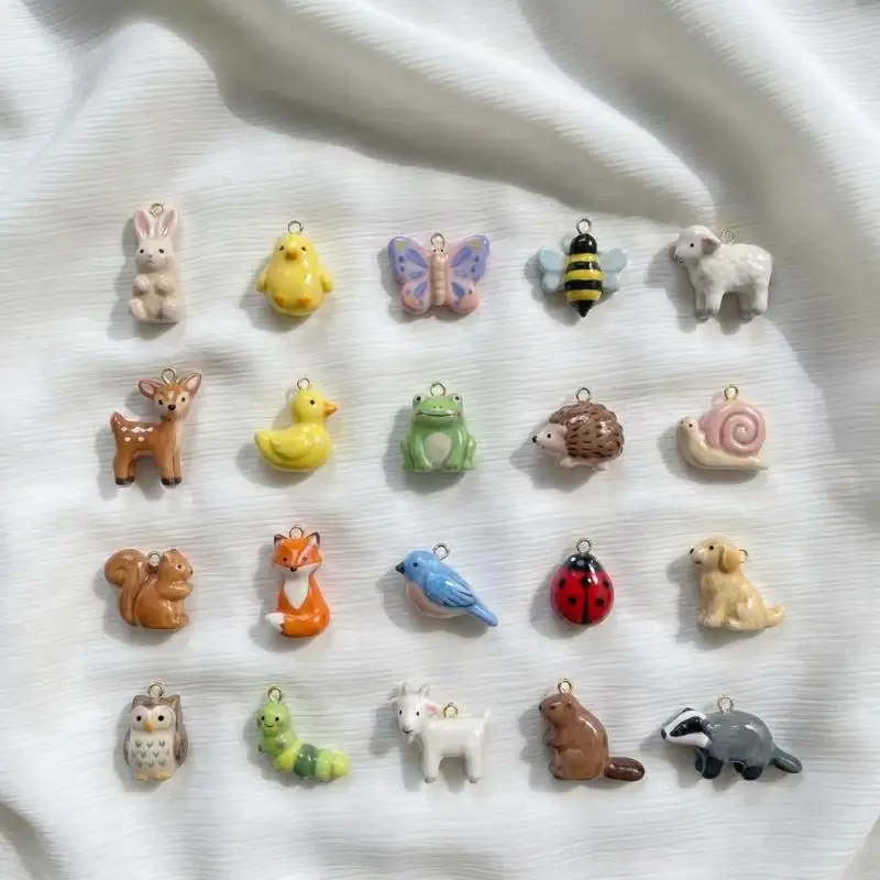 Fun Cartoon Animal DIY Pendant Bracelet Necklace Cute Sweet Deer Lamb Squirrel Stainless Steel Pendants Jewelry Accessories