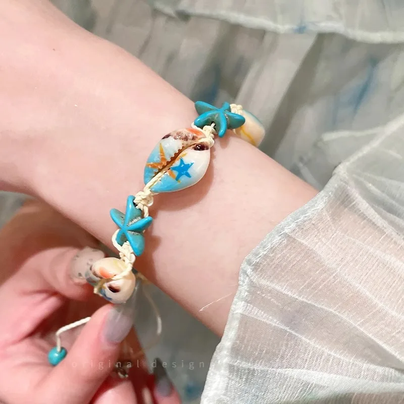 Shell Star Beaded Bracelet Beach Resort Elegant Durable Lightweight Comfortable Premium Versatile Daily Commute Women