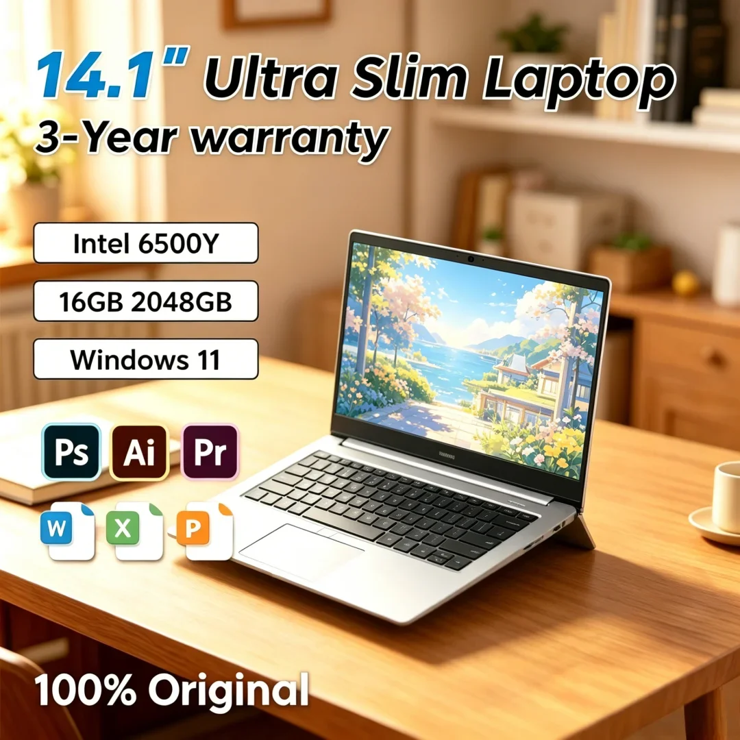

2026 Prismatic Svelte Portable 14.1 Inch Laptop Intel 6500Y 32GB RAM 2TB SSD 5000mAh Windows 11 Fingerprint Unlock Premier