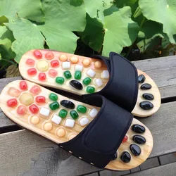 Newly Natural Pebble Stone Foot Acupuncture Point Massage Shoes Foot Massager Slippers Reflexology Care Blood Activating
