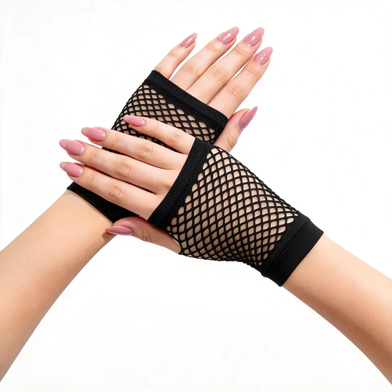 Gloves Short Fishnet Mesh Multicolor Charming Club Show Halloween Party Costume Accessory Lightweight Breathable Nylon