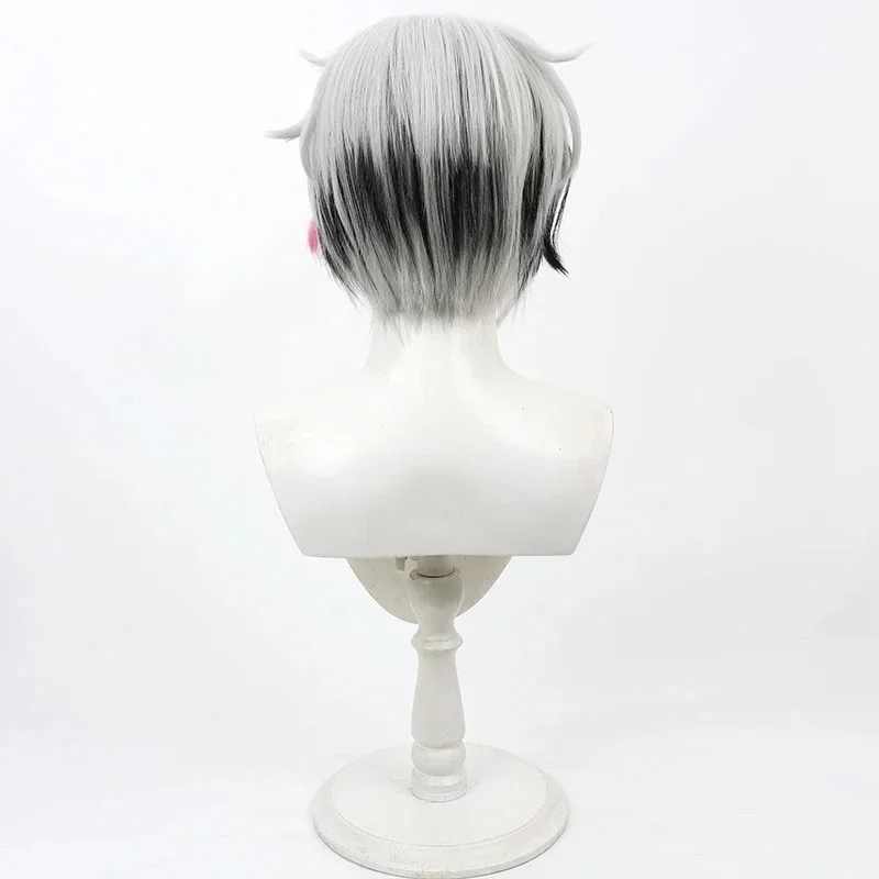 w,3;d'6.c\f/NewDevil Butler with Cat Berrien Cosplay Wig Short Gray Black Pink Heat Resistant Synthetic Hair H2;a'5\f,8/h' - view 4