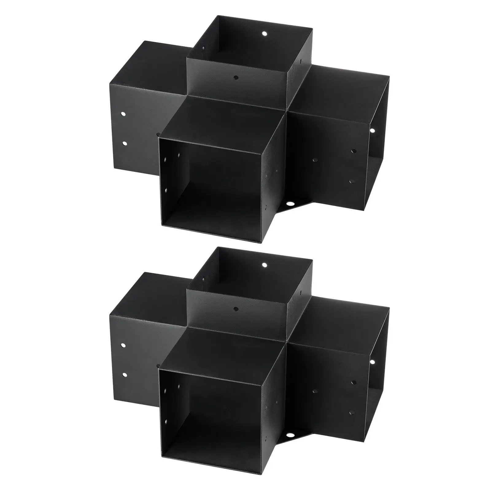 Pergola Bracket Kit 6''x6''(Inner Size 5.6x5.6), 2pcs 4-Way Heavy Duty Corner Woodworks DIY Post Base, Easy Installation Wooden