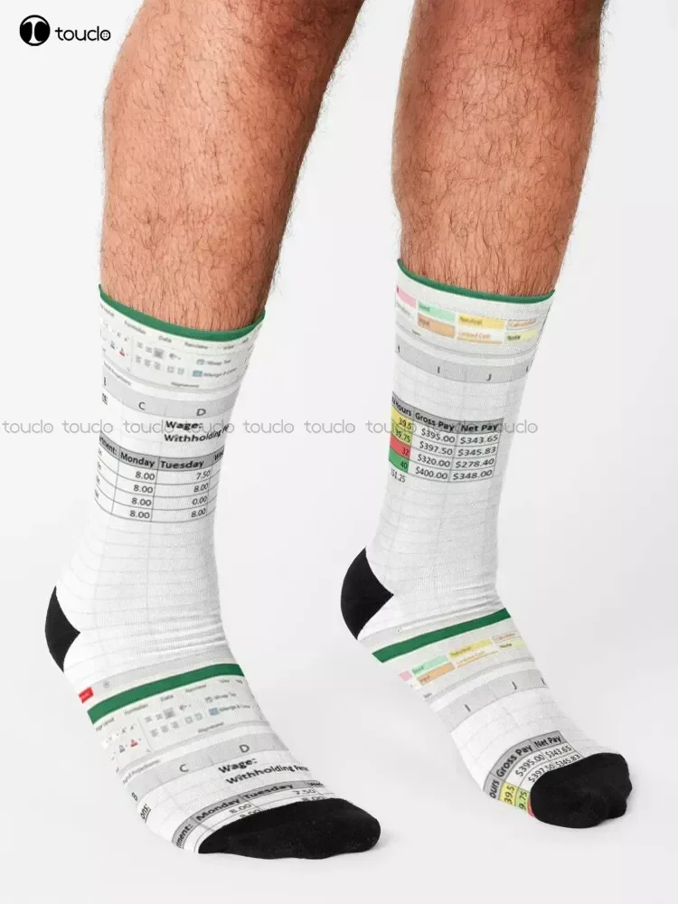 Excel Spreadsheet Socks Personalized Custom Unisex Adult Teen Youth Socks 360° Digital Print Custom Gift Streetwear