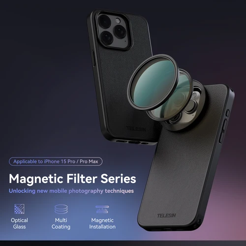 Imagen 2 del producto TELESIN-filtro CPL VND para teléfono, para iphone 15 pro 15 pro max con funda protectora para teléfono, filtro de lente para accesorios de iphone