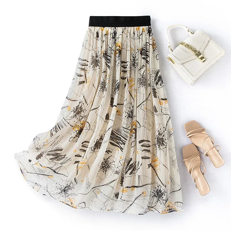 

Шелковая юбка f, женская летняя однотонная утягивающая юбка с эластичной резинкой на талии, длинная деловая модная юбка для домашнего использования