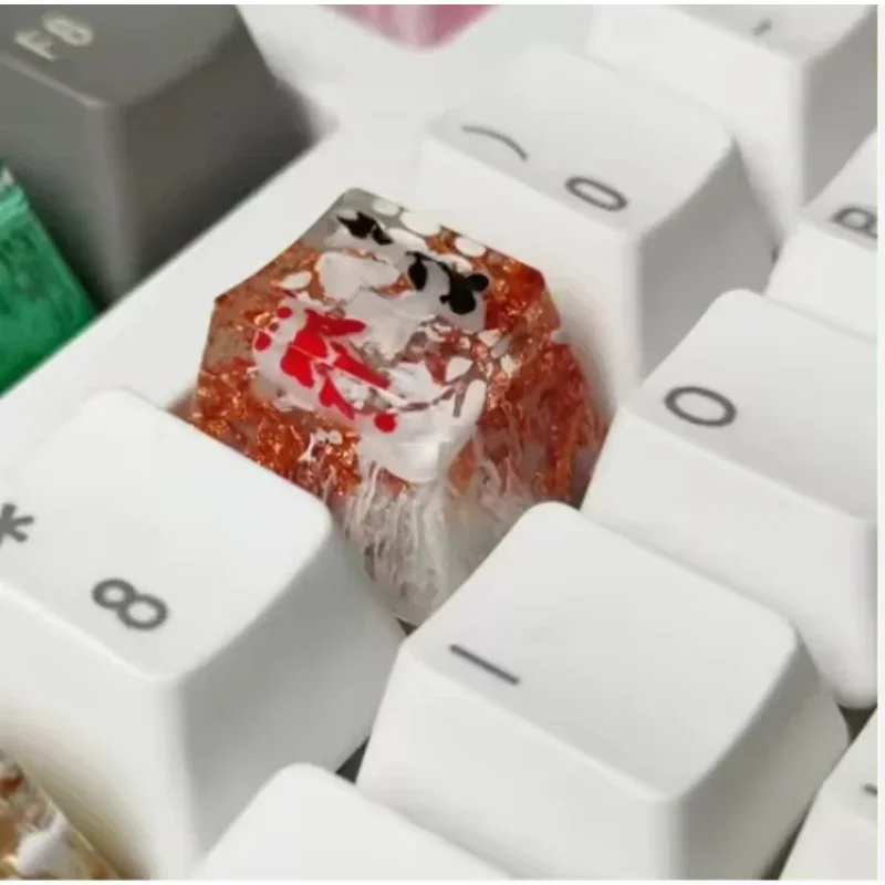 Scenery Koi 1U Resin Handmade Mechanical Backlit Keyboard Replace DIY RGB Keycaps