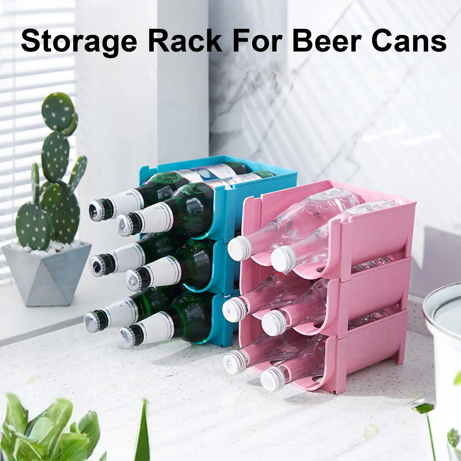 Kitchen Organizer Refrigerator Rack Shelf Can Beer Wine Bottle Holder Rack Organizer Kitchen Storage Fridge Organizer Shelves