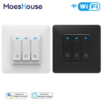 Commutateur de volet roulant de rideau à bouton-poussoir intelligent, WiFi, télécommande Tuya, moteur Hurized, nous-mêmes avec Alexa, Google Home
