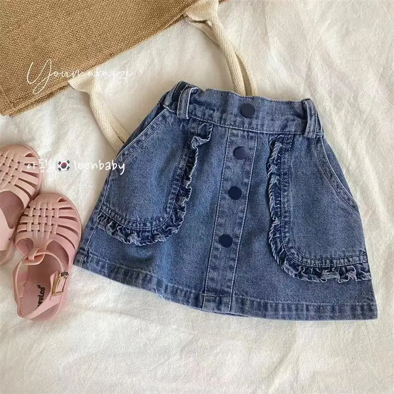 Kids New Summer Girls Denim Skirts Casual Kids Skirt Baby Clothing Kids Jean Skirts Toddler Clothes 2 3 4 5 6 T