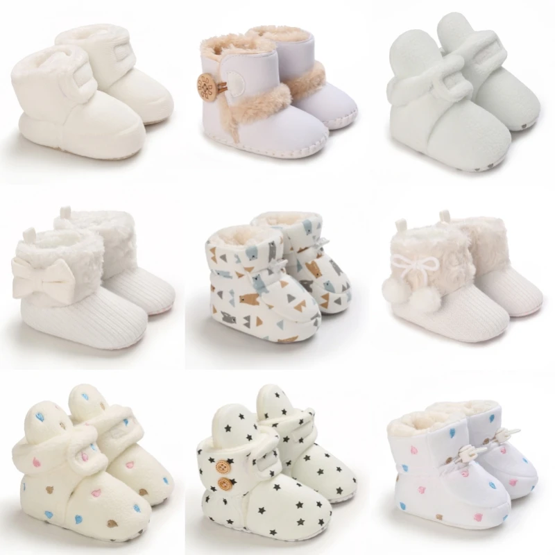

Winter Thickened Baby Cotton Shoes Soft and Comfortable Plush Snow Boots Cute Baby Casual Walking Shoes 0-18M