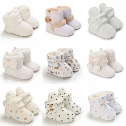 Winter Thickened Baby Cotton Shoes Soft and Comfortable Plush Snow Boots Cute Baby Casual Walking Shoes 0-18M