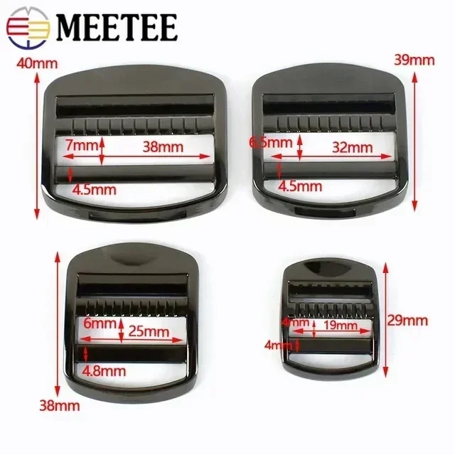 Meetee 2/4Pcs 19/25/32/38/50mm Metal Tri Glide Buckle Bag Strap Adjuster Hook Webbing Backpack Belt Clasp Hardware Accessories