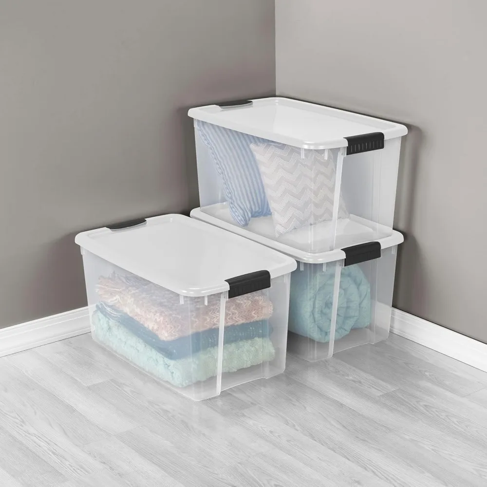 

4-Pack Ultra Latching Box, Large Storage Bins w/ Lids, Clear Plastic, 70 Quart