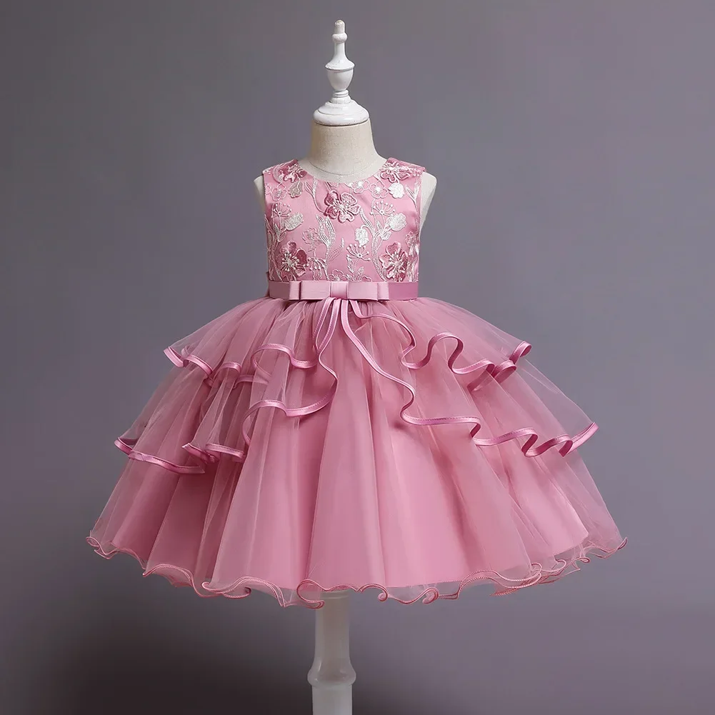 Robes de princesse à fleurs pour filles, robe de Rhélégante, rose, fête de mariage, remise des diplômes, gala, Eid, adolescent, enfants, 3 ans, 4 ans, 5 ans, 7 ans, 9 ans, 10 ans