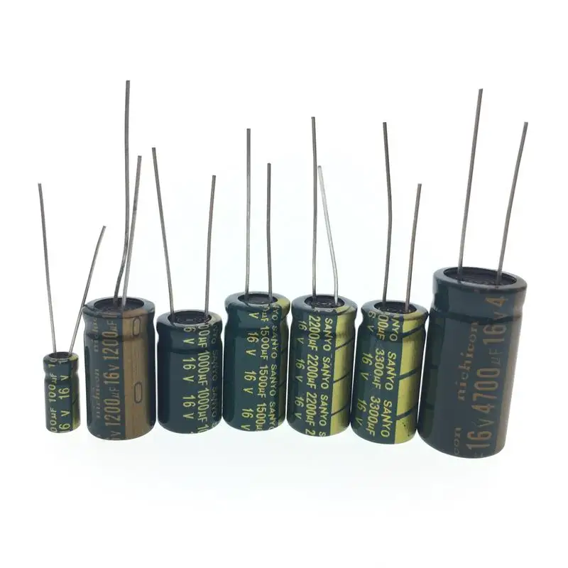 Kondensator elektrolityczny radialny z bezpośrednim montażem 6.3V-450V 10UF-4700UF 105 ℃   Kondensator aluminiowy wysokiej częstotliwości, niski ESR, szybka wysyłka, wyprzedaż — zdjęcie produktu 7
