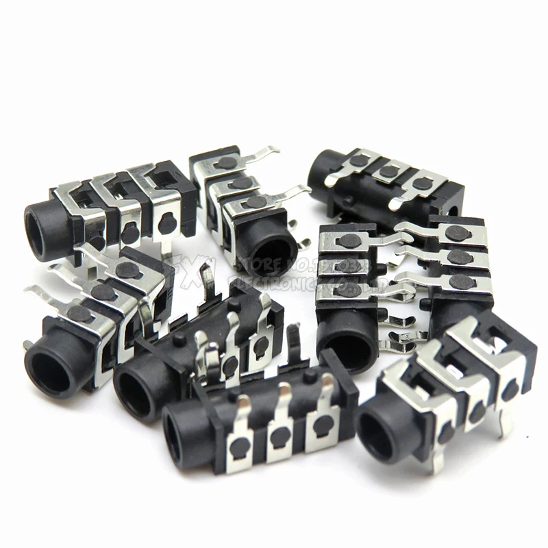 10PCS PJ-313 PJ313 DIP 5Pin 3.5mm Female Audio Connector Stereo Black Headphone Jack