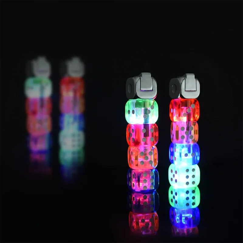 Flash Dice Lighter Metal Creative Cool Lighter Butane Windproof Lighter Cigarette Accessories Party Men Gifts