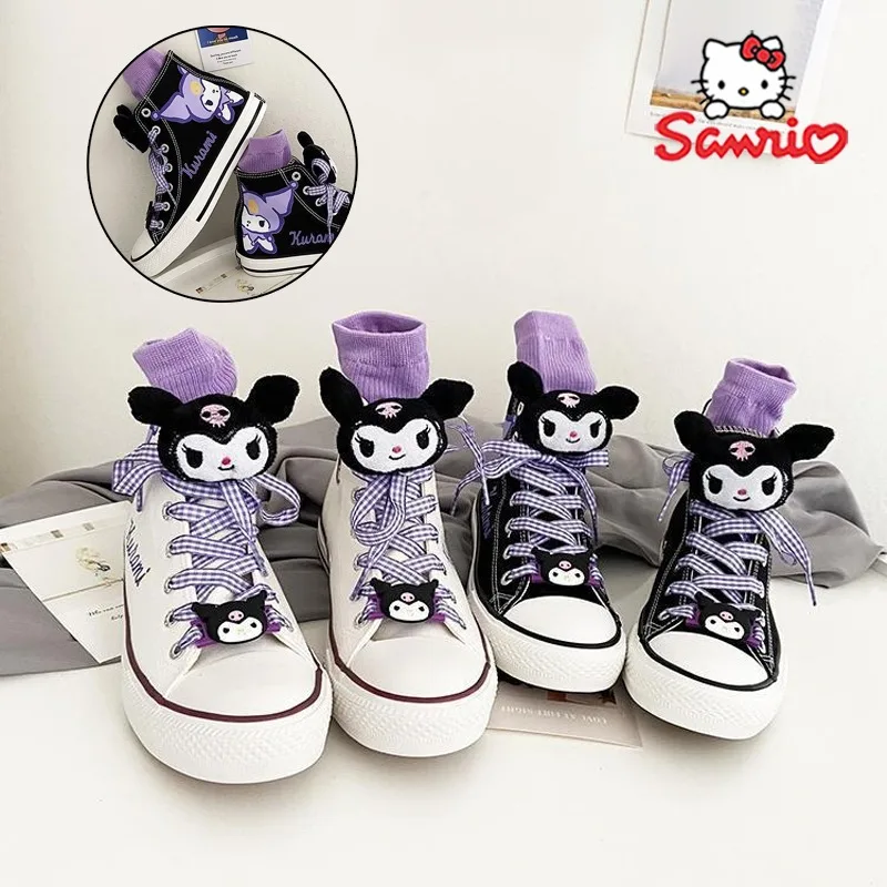 Sanrio Kuromi scarpe di tela Cartoon High-Top scarpe di tela Kawaii studente antiscivolo ventilare scarpe Casual sportive regali per ragazze