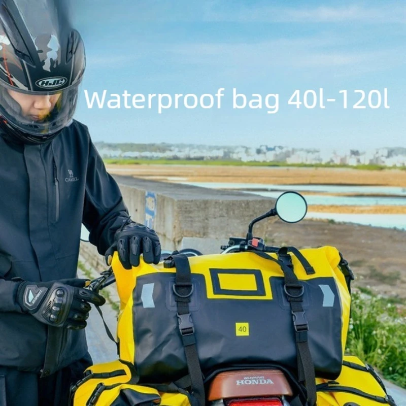 Large‑Capacity PVC Waterproof Motorcycle Rear Seat Tail Bag, Universal Cycling Backpack Storage Bag for Locomotive Riding