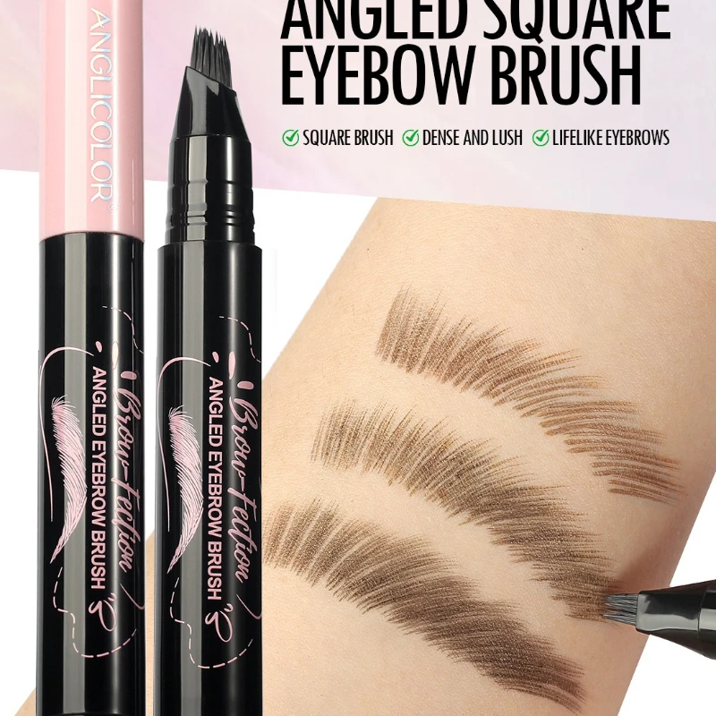 Crayon à sourcils en velours sauvage, brosse carrée coudée, multifonction, crème de teinture pour les sourcils, ligne de cheveux, Anti-taches, stylo de teinte imperméable