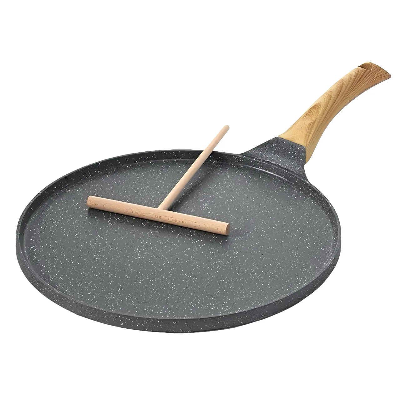Kitchen Frying Pan Nonstick Pancake Pan Roti Omelette Tawa Crepe Pans With Wooden Handle and Spreader Aluminium Egg Pan Skillet