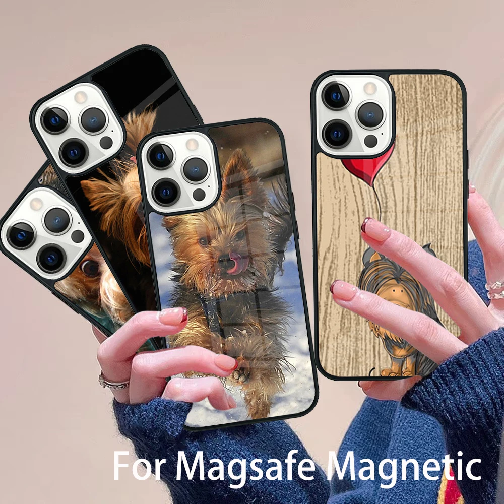 

Йоркширский терьер, собака, щенок, чехол для телефона Magesafe, магнитный чехол с беспроводной зарядкой для iPhone 17, Air 16e 11, 12, 13, 14, 15 Pro Max Plus