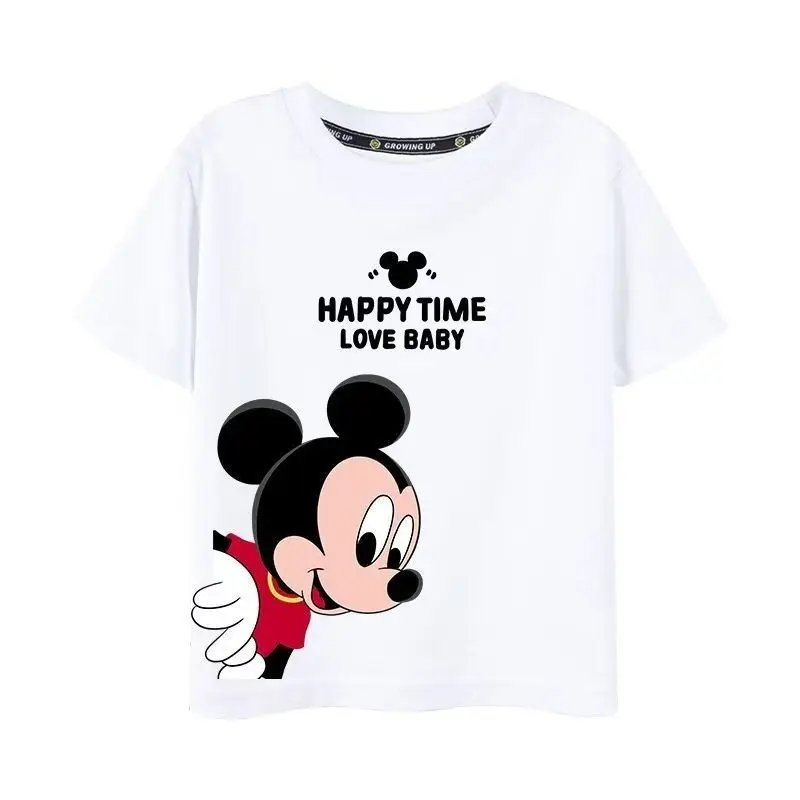 

Disney Mickey Mouse New Family Matching T-Shirts Cotton Short Sleeve Summer Parent Child Mom Son Dad Kids Casual Crew Neck Tops