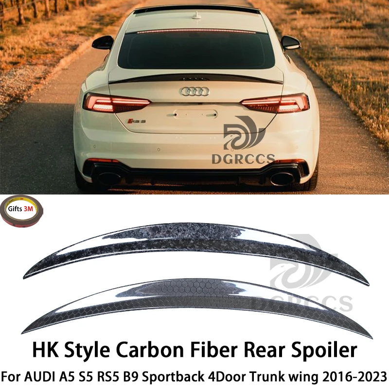 

AUDI A5 S5 RS5 B9 Sportback 4Door HK Style Carbon fiber Rear Spoiler Trunk wing 2016-2023 Forged carbon Honeycomb Carbon Fiber