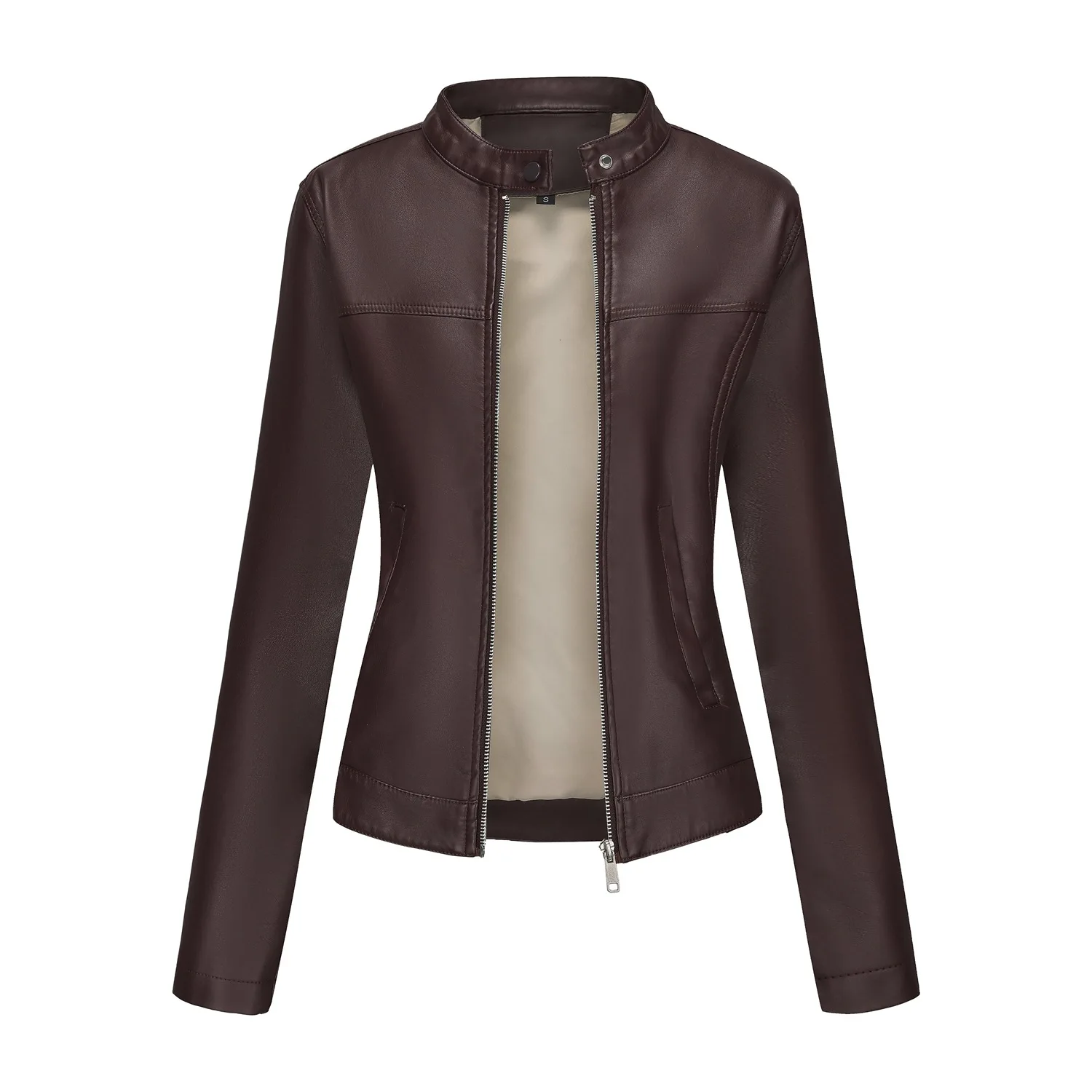 Women Coats Faux Leather Jackets Stand Collar Pu Coat Work Y2k Punk Streetwear Jacket Zipper Casual Outerwear Autumn Winter