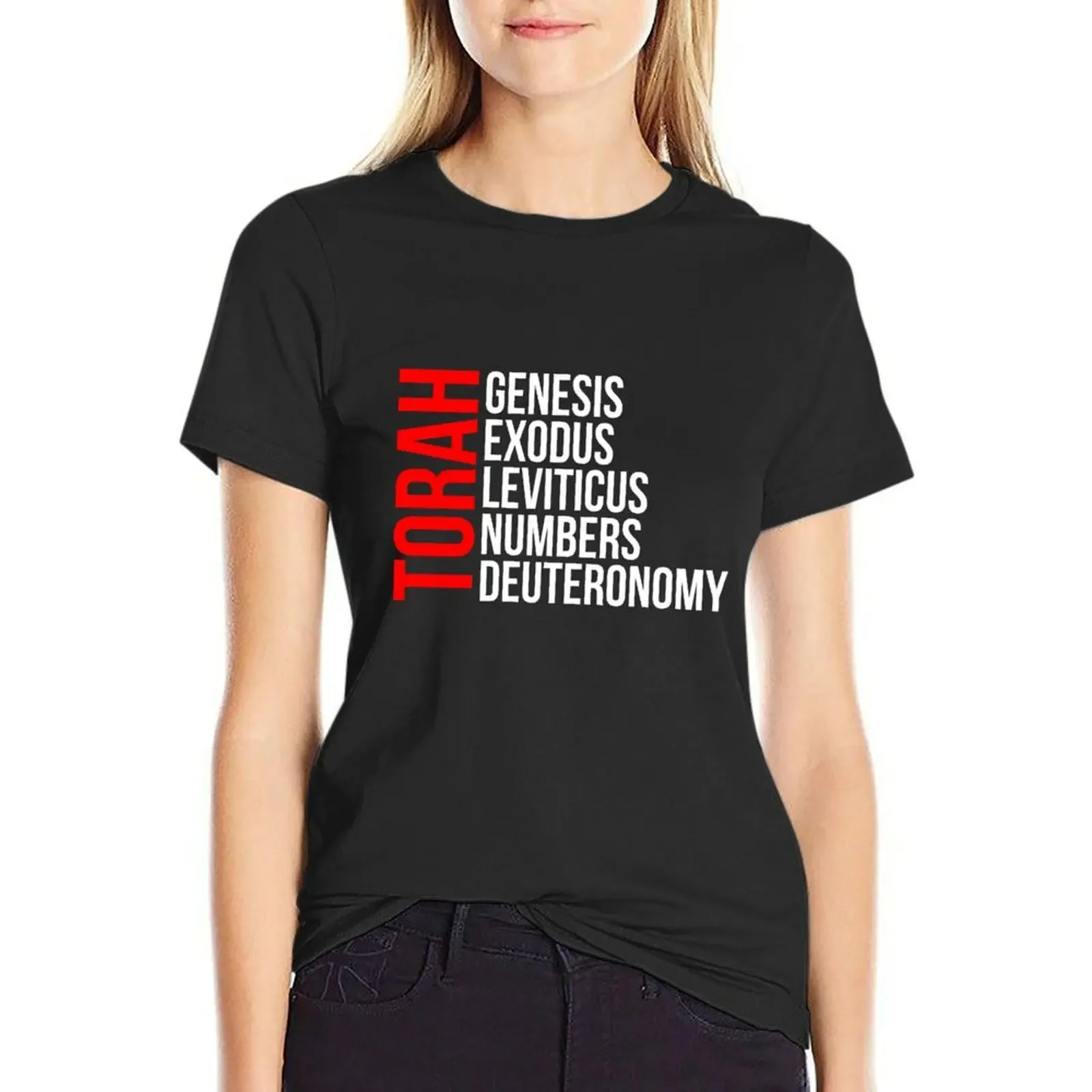 

First 5 Books Torah Hebrew Israelites Yeshua Yahew T-Shirt Short sleeve tee plus size tops blacks designer clothes Women luxury