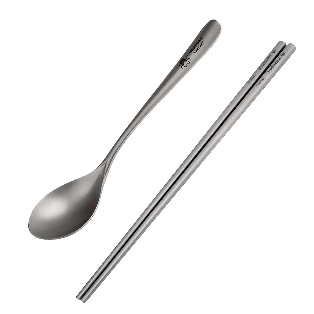 Camping Lightweight Titanium Chopsticks Outdoor Spoon Camping Fork Outdoor Tableware for Noodles Rice for Hiking Picnic Fishing