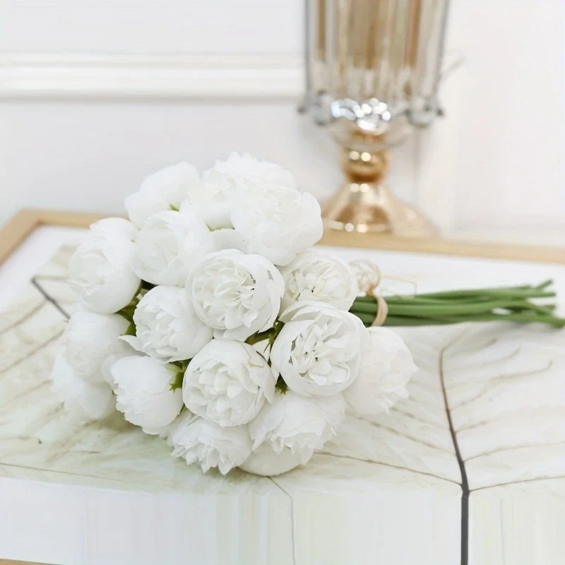 Künstliche Pfingstrose Seidenblumen 27 Köpfe Brautstrauß Hochzeit Weihnachtsdekoration Blume Home Party Tischdekoration Gefälschte Blume – Detail 7
