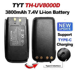 Nouvelle batterie TH-UV8000D TYT améliorée 3800mAh 7.4V Support Type-C charge Eddie ion batterie Pack pour TH-UV8000E TC-8000 LB-75L Radio