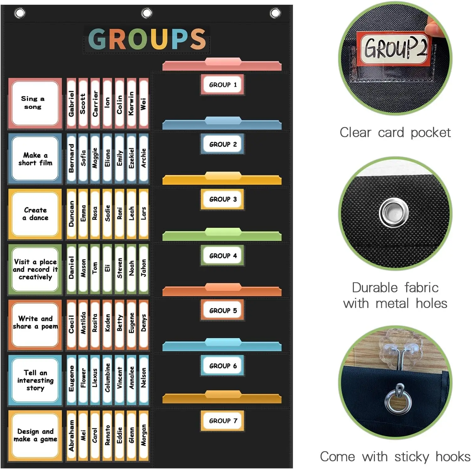 114 Card Small Group Management Pocket Chart Classroom Organization Tool for Teachers Educational Learning Supplies