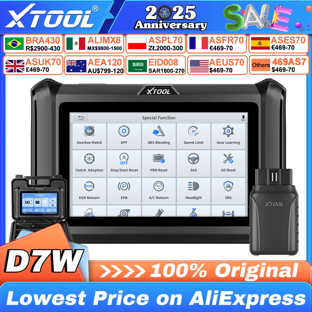 XTOOL D7W ECU Coding All System Diagnostic Tools  Active Test Scanner 36+ Resets OBD2 Key Programming CAN FD DoIP Upgraded of D7