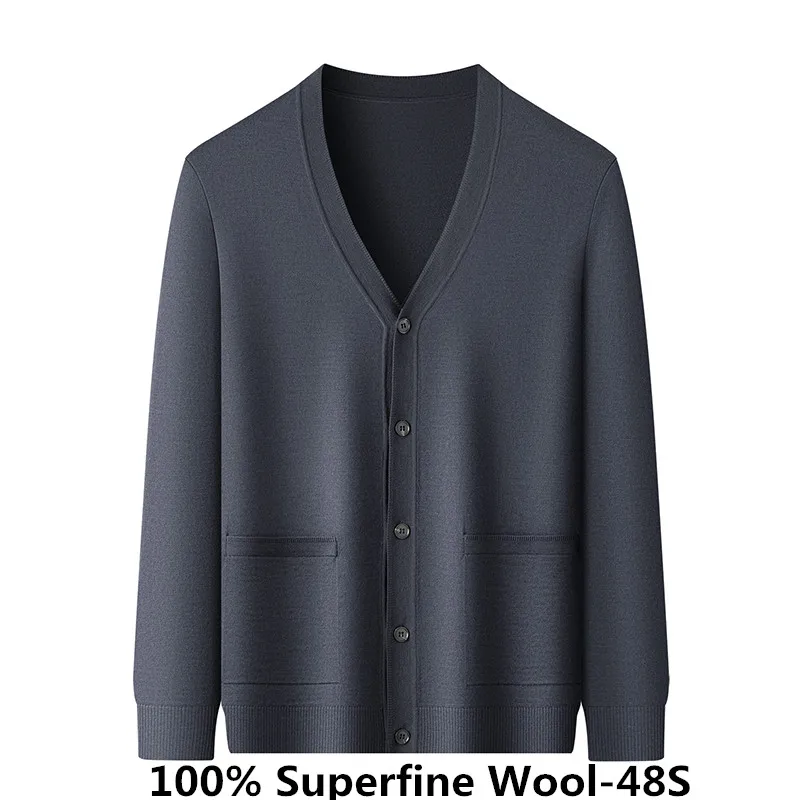 Real Good 100% Worsted Wool Knit Coat 2026 Spring Superfine Wool Thin Cardigan Single Breasted Sheep Wool Knitwear Long Sleeved