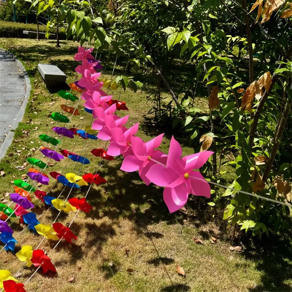 10 pz/set con Corde di Corda Arco Colorato Corridoio Mulino A Vento di Colore Solido di Plastica A Righe Sospensione Circolare Mulino A Vento Fatto A Mano