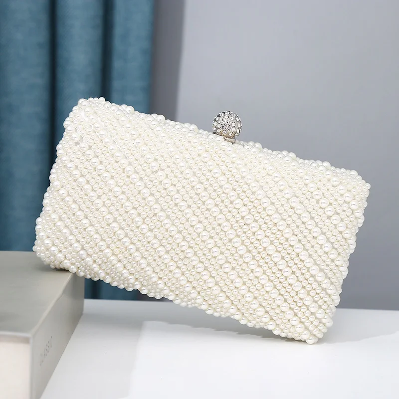 Ladies Pearl Beading Evening Bag Elegant Women Purse For Female Wedding Party Handbag Long Day Clutch Bolsa Hand Bags XA800H