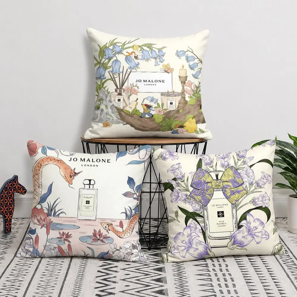 Jo M-Malone London Cushion Cover Natural Linen Organic Fabric Double-Sided Printing Sofa Home Decor Gift Pillow Cover
