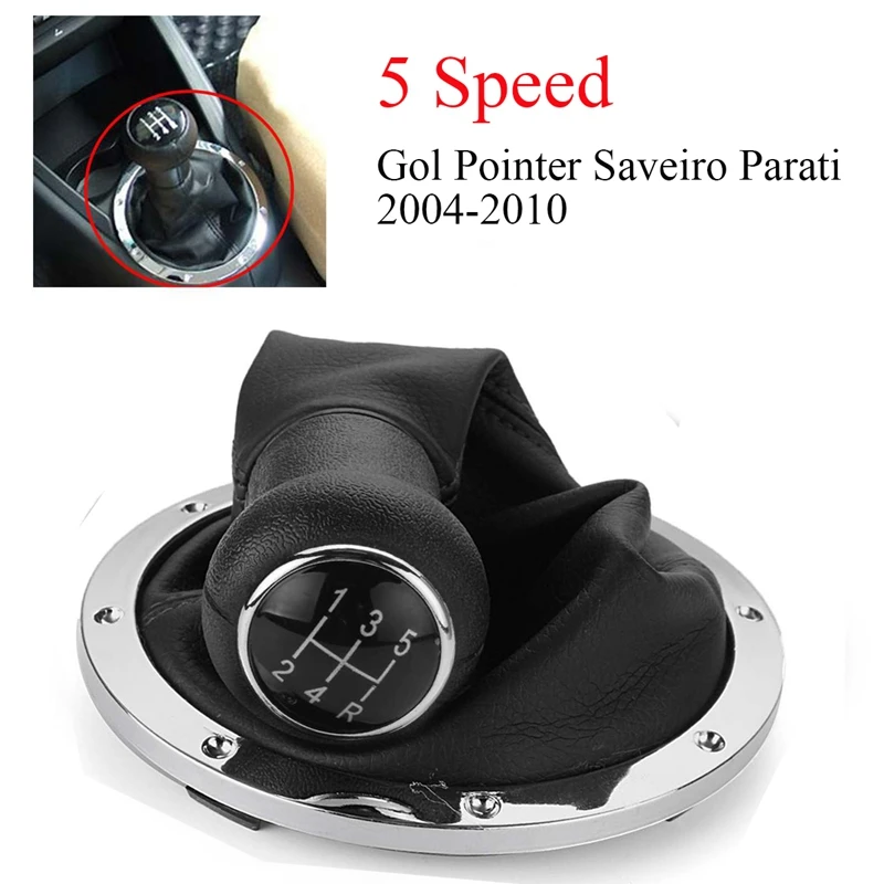 5 Velocidade de Couro Gear Shift Knob, Gearstick, Gaiter Boot Kit, Handebol para Ponteiro Gol, Saveiro, Parati, 2004-2010