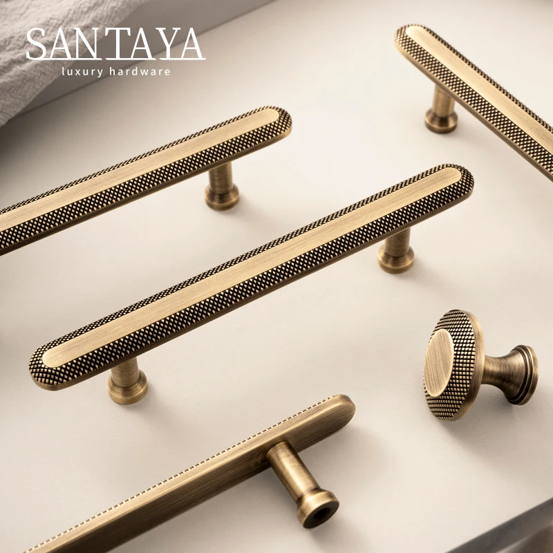 Knurled Brass Cabinet Pull 1