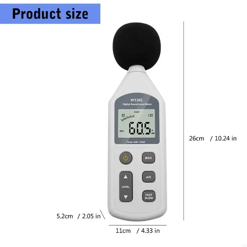 Decibels Meter 30 130dB Noise Level Tester with Backlit Screen for Factory C7AC