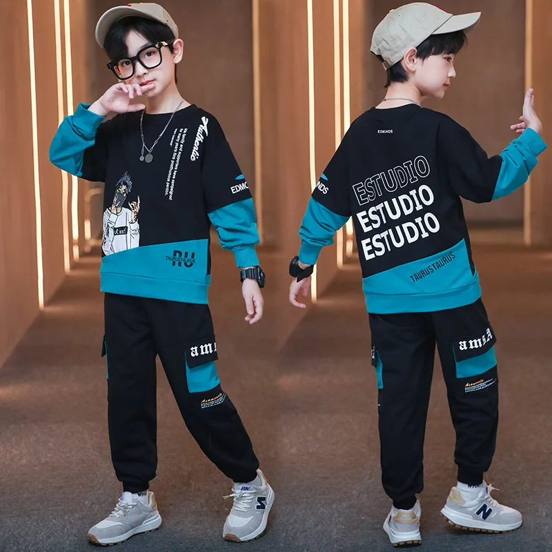 Kids Tracksuit 2023 Spring Autumn Childrens Cotton Clothes Sets Boys' Leisure Suit Coat+Boys' Pants Sportswear Students Trousers