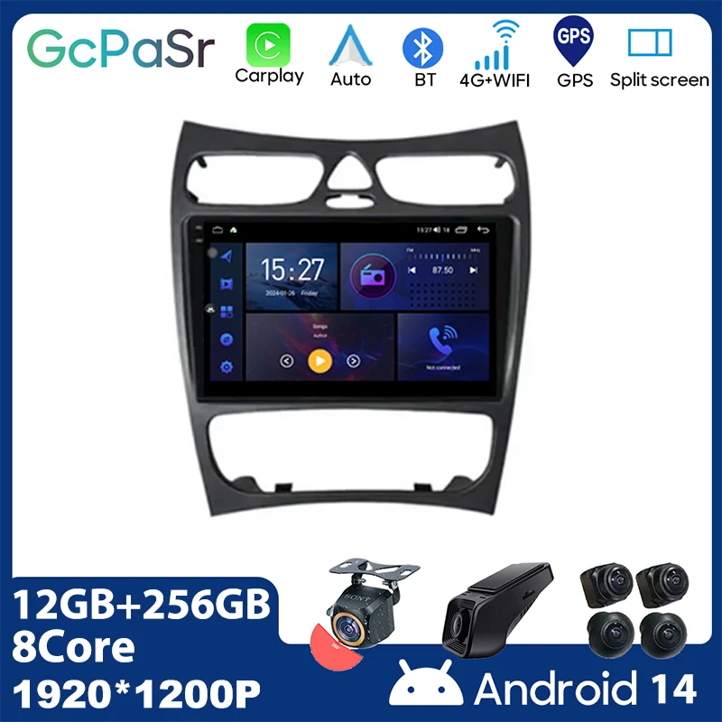 For Benz W203 W209 CL203 W463 W639 2002 - 2009 Video Player Android Auto Car Radio GPS Navigation DSP Multimedia Stereo Carplay