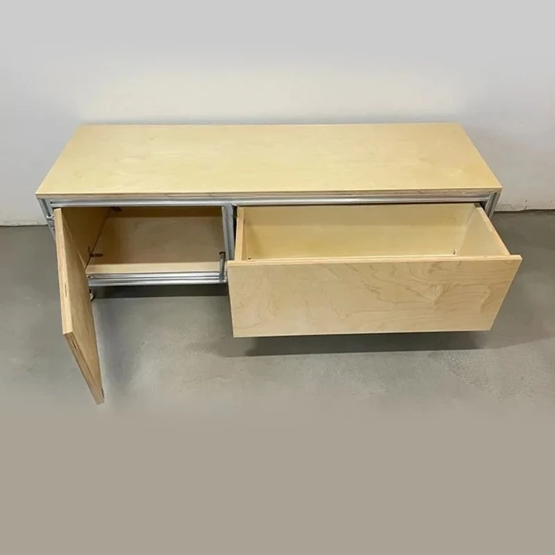 Birch TV Cabinet Movable Storage Cabinet Aluminum Profile Storage Cabinet