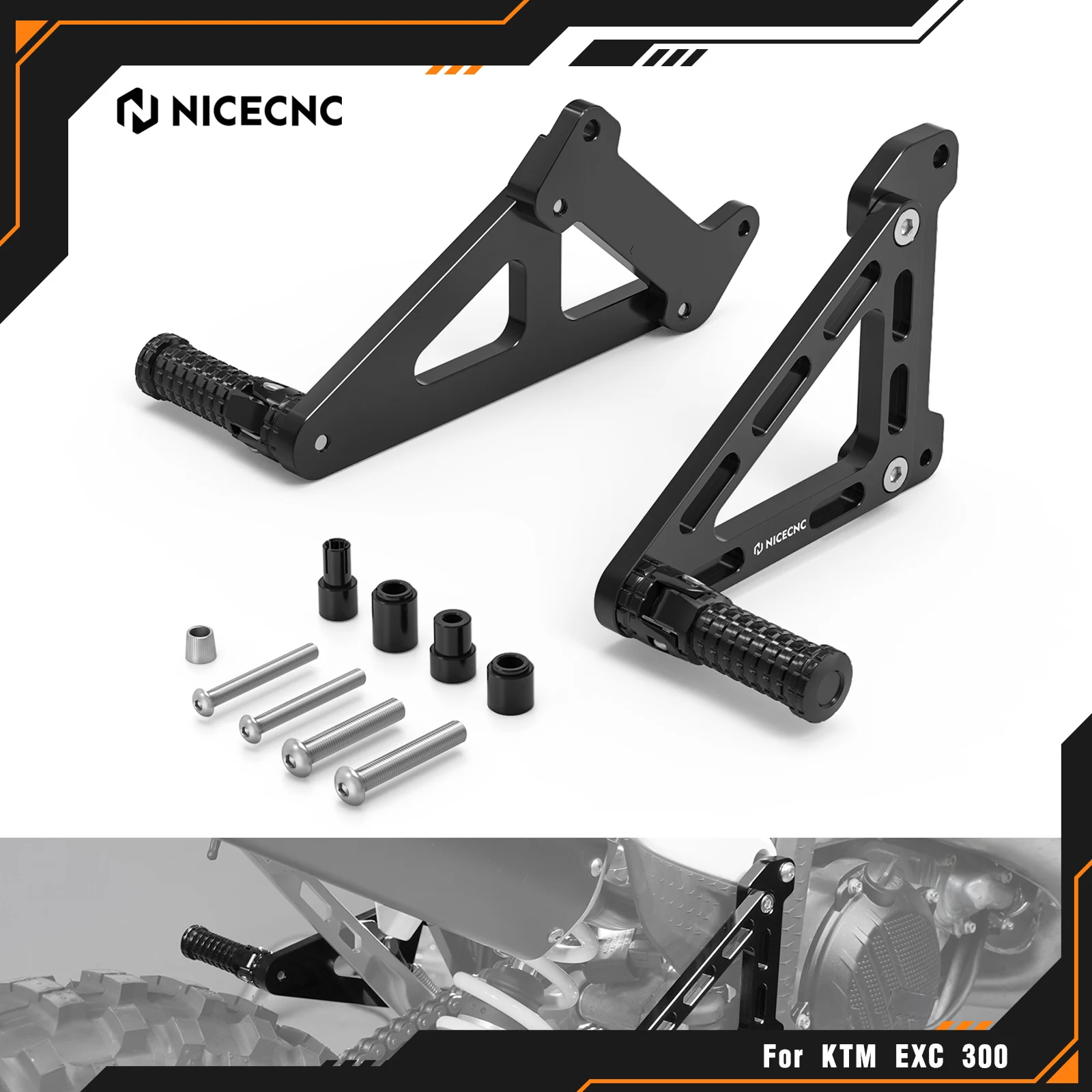 

NICECNC 2024-2025 For KTM EXC 300 EXCF 350 XCW 500 XCF-W XW-F Passenger Foot Peg Footrest Bracket Set XC SX XCF SXF 2023-2025