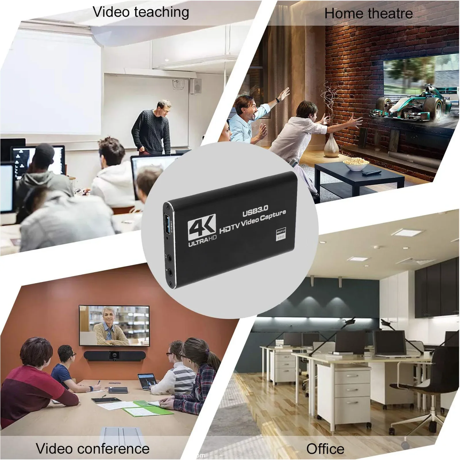 Scheda di acquisizione video 4K Interfaccia multimediale HD a scheda di acquisizione USB C 3.0 con uscita loop Uscita video 1080P per riunioni online