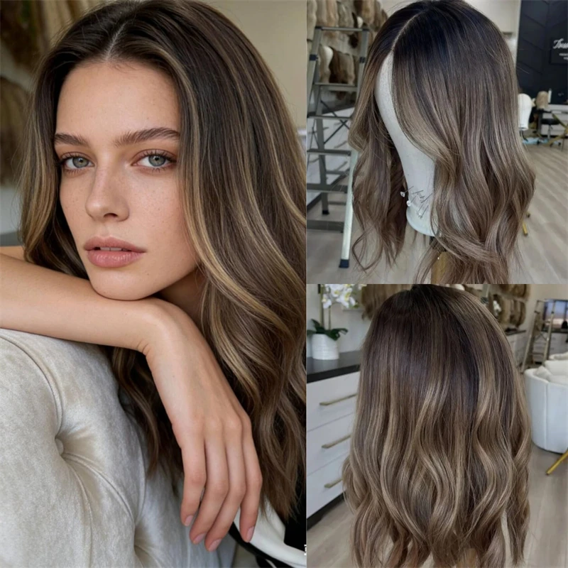 short-wave-bob-13x4-free-part-ombre-brown-blonde-highlights-synthetic-hd-lace-front-wig-for-white-balck-women-top-glueless-wigs